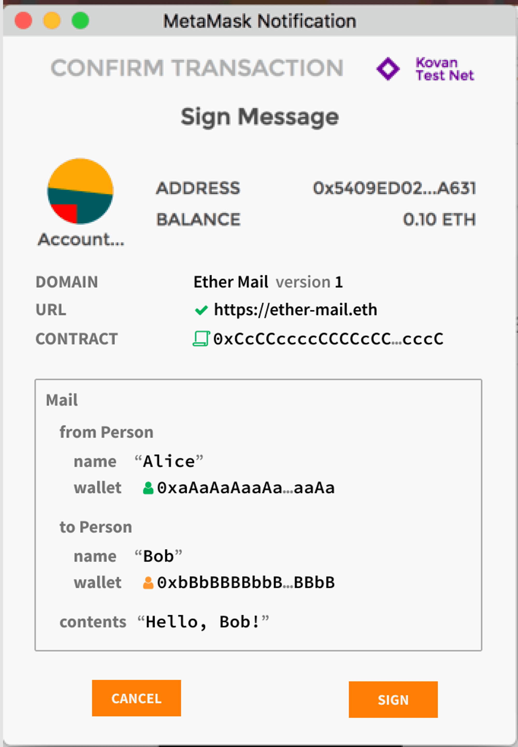 Image showing metamask transaction data after eip 712 was implemented