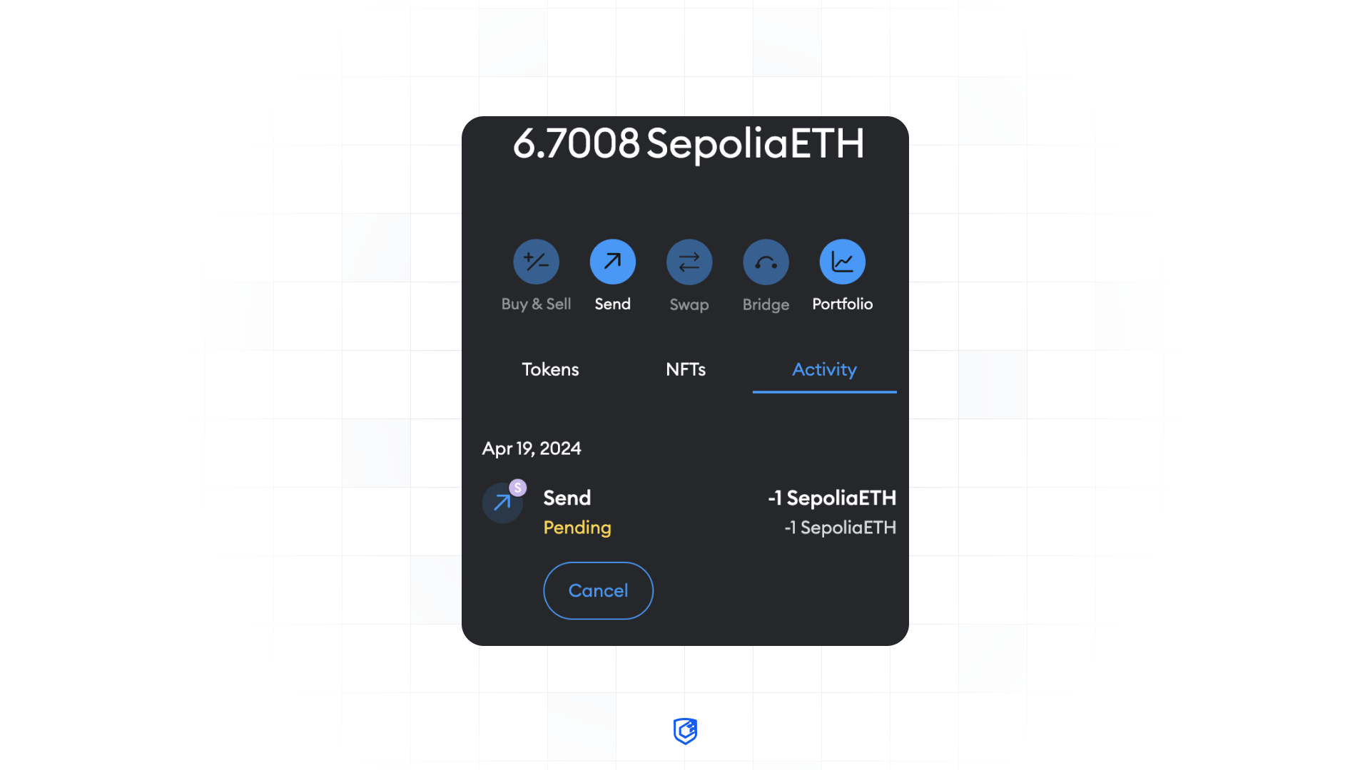 image showing metamask wallet with transaction pending because stuck into the blockchain mempool