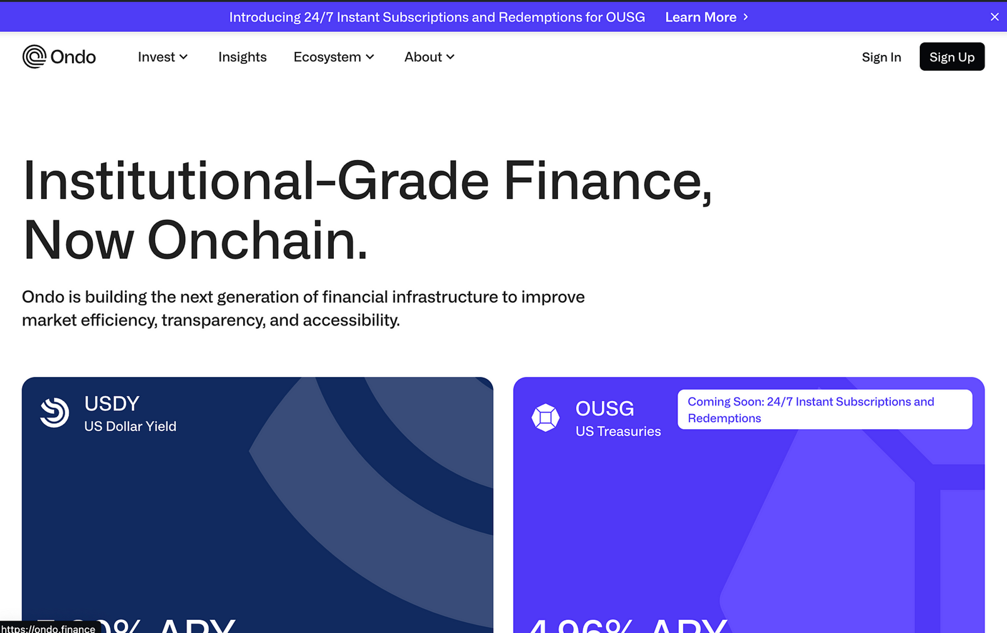 image showing ondo finance, a real world tokenized asset or crypto RWAs project 