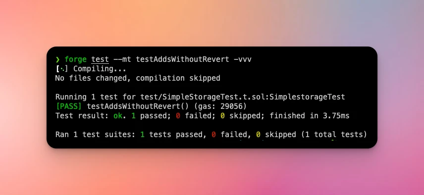 image showing invariant test on smart contract