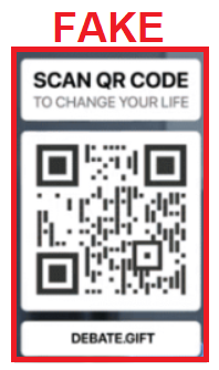 Fraudulent QR code directing users to a scam website, disguised as a life-changing offer.