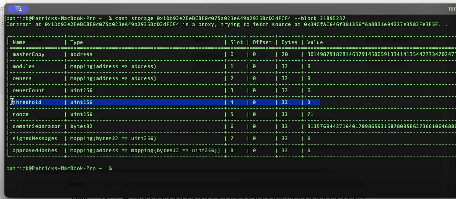 A terminal screenshot showing Bybit’s multi-signature wallet setup with a threshold of three signers.